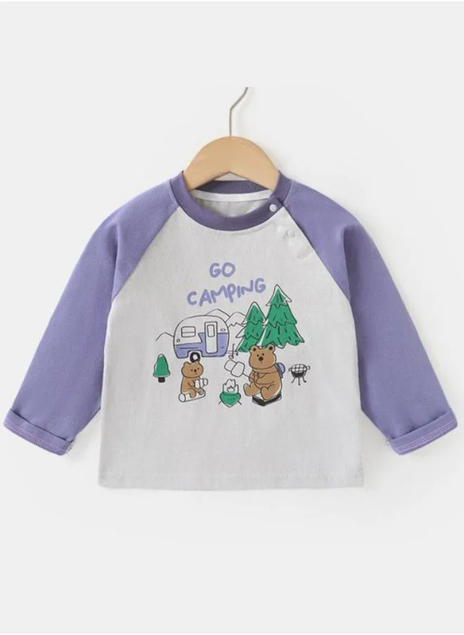 YUNIQEE Lavender Printed Long Sleeve Crew Neck T-Shirt