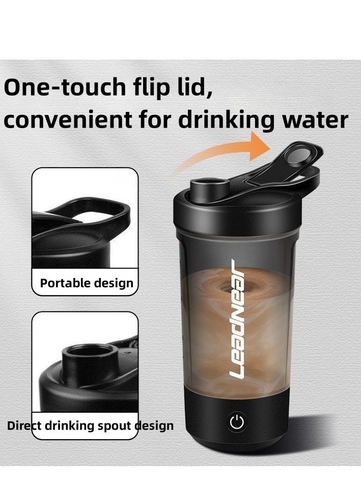 ليد نير زجاجة رج بروتين كهربائية، زجاجات خلط قابلة لإعادة الشحن عبر USB، زجاجات رج لخلطات البروتين خالية من مادة BPA، كوب محمول لعصير المكملات الغذائية أثناء التمرين - Image 3