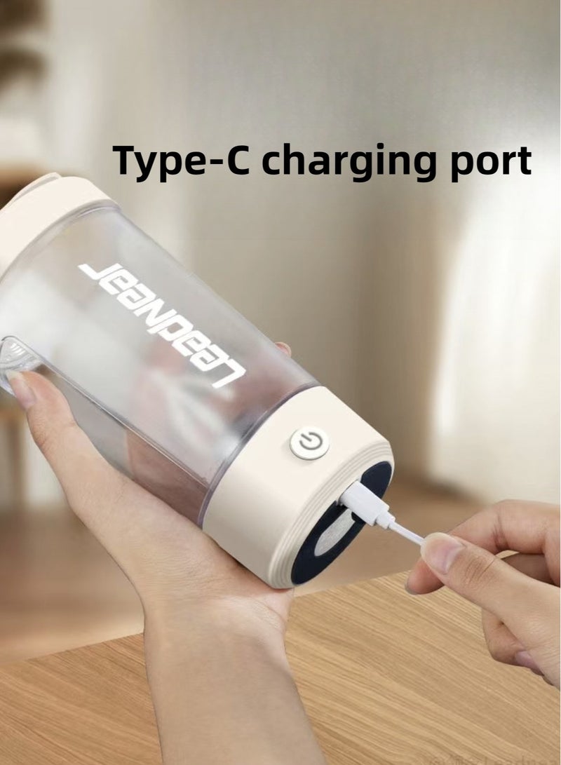 ليد نير زجاجة رج بروتين كهربائية، زجاجات خلط قابلة لإعادة الشحن عبر USB، زجاجات رج لخلطات البروتين خالية من مادة BPA، كوب محمول لعصير المكملات الغذائية أثناء التمرين - Image 4