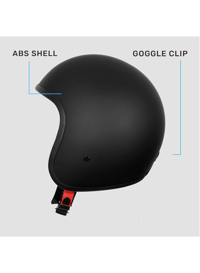 Motorcycle Helmet - Premium ABS Shell, Quick Release Buckle, Retractable Sun Shade, Lightweight & Ventilated, L Size (59-60 cm) for Men & Women(BLACK) - Image 3