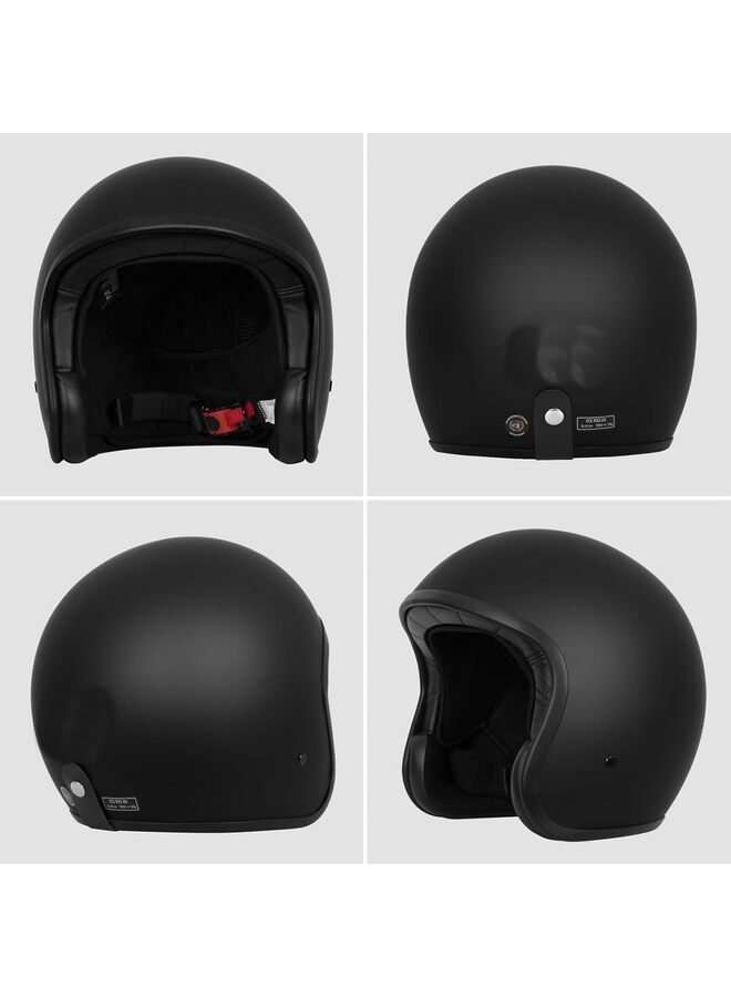 Motorcycle Helmet - Premium ABS Shell, Quick Release Buckle, Retractable Sun Shade, Lightweight & Ventilated, L Size (59-60 cm) for Men & Women(BLACK) - Image 2