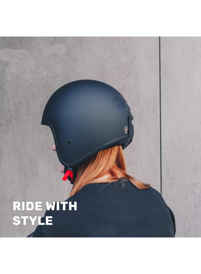 Motorcycle Helmet - Premium ABS Shell, Quick Release Buckle, Retractable Sun Shade, Lightweight & Ventilated, L Size (59-60 cm) for Men & Women(BLACK) - Image 4