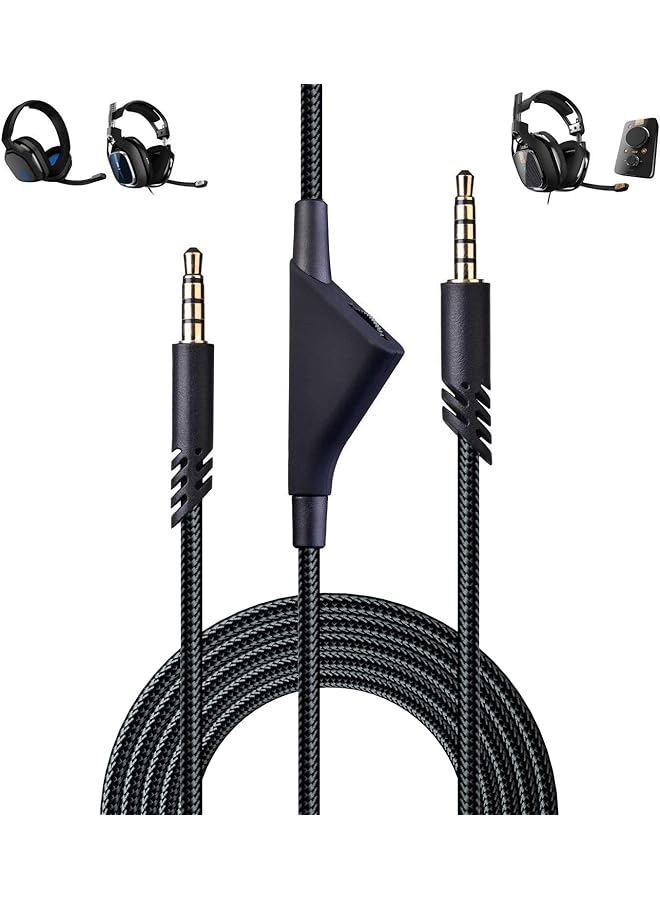 إيروريكس كابل سماعة رأس بديل Astro A10 A40 بطول 2.0 متر وكابل صوت A10 متوافق مع سماعات رأس الألعاب Astro A10 A40 وXbox One وPS4 وPS5 ووحدة التحكم وكابل تمديد صوت سماعة الرأس بطول 6.5 قدم باللون الأسود - Image 1