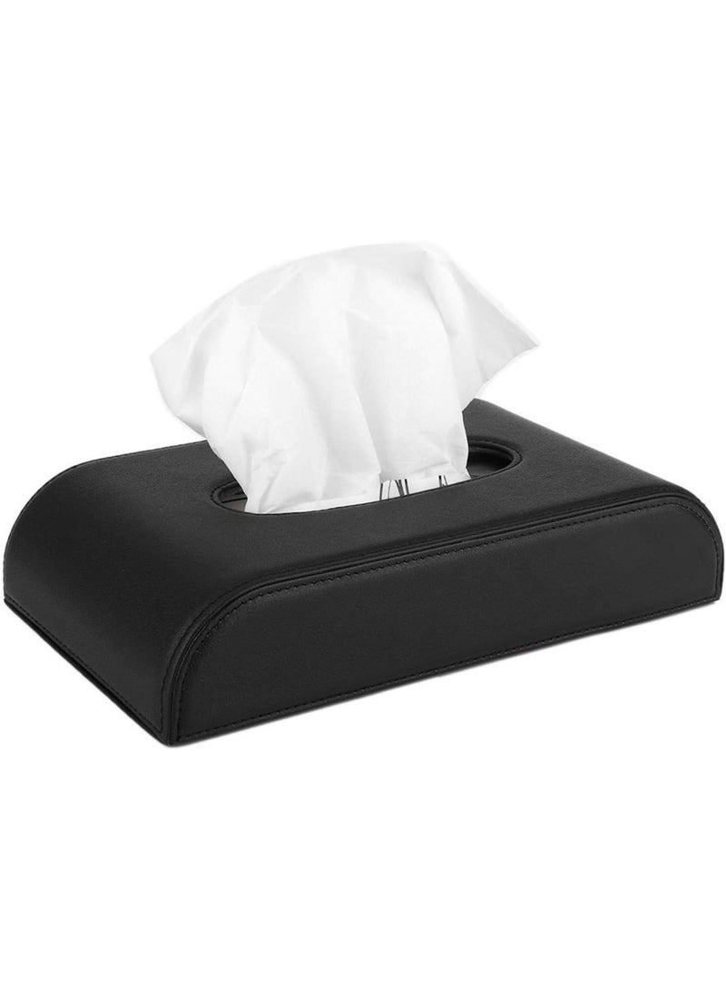 Raxoom Car Tissue Boxes PU Leather Facial Tissue Box Dispenser Napkin Paper Towel Holder Multifunctional Parts(black) - Image 1