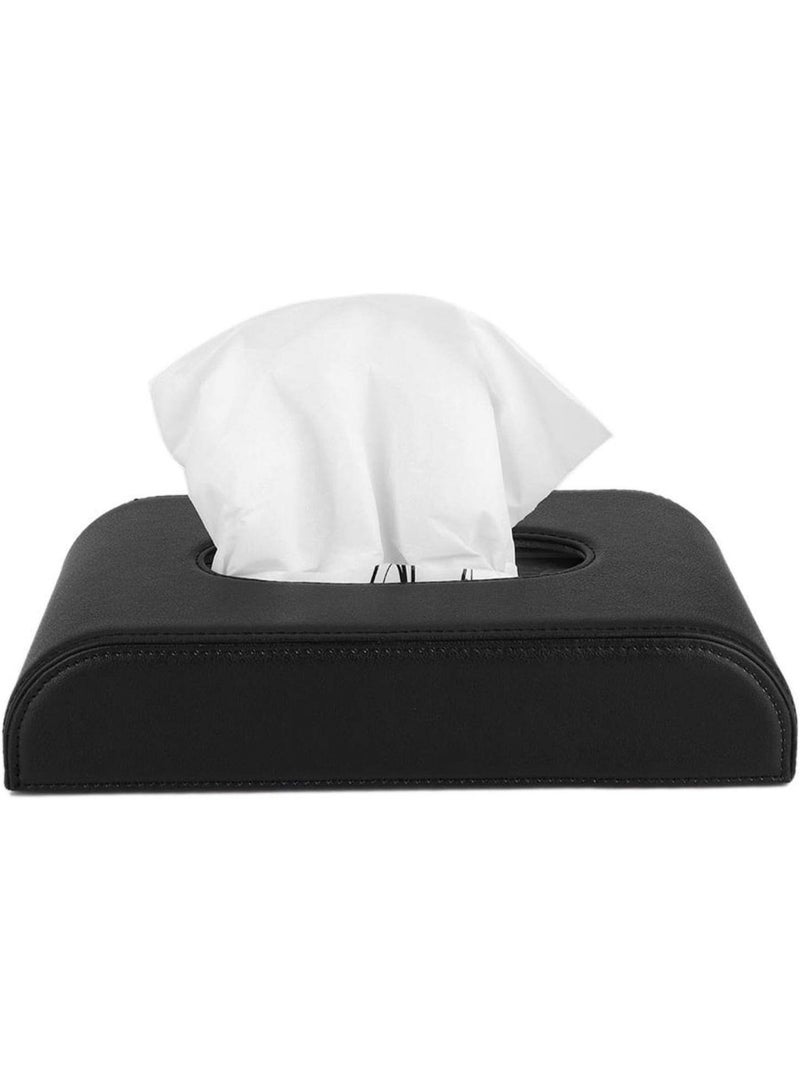 Raxoom Car Tissue Boxes PU Leather Facial Tissue Box Dispenser Napkin Paper Towel Holder Multifunctional Parts(black) - Image 3