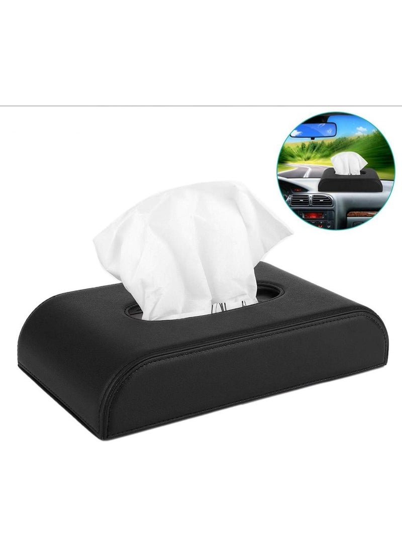 Raxoom Car Tissue Boxes PU Leather Facial Tissue Box Dispenser Napkin Paper Towel Holder Multifunctional Parts(black) - Image 5