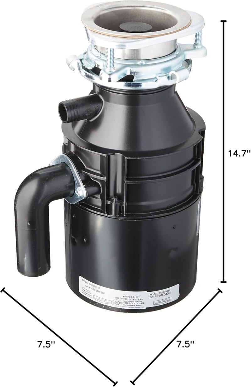 Whirlpool GC2000XE 12 HP Continuous Feed Garbage Disposal - Image 2