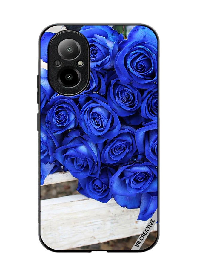 VR CREATIVE Protective Case Cover For Realme C67 4G Blue Flower Design Multicolour - Image 1