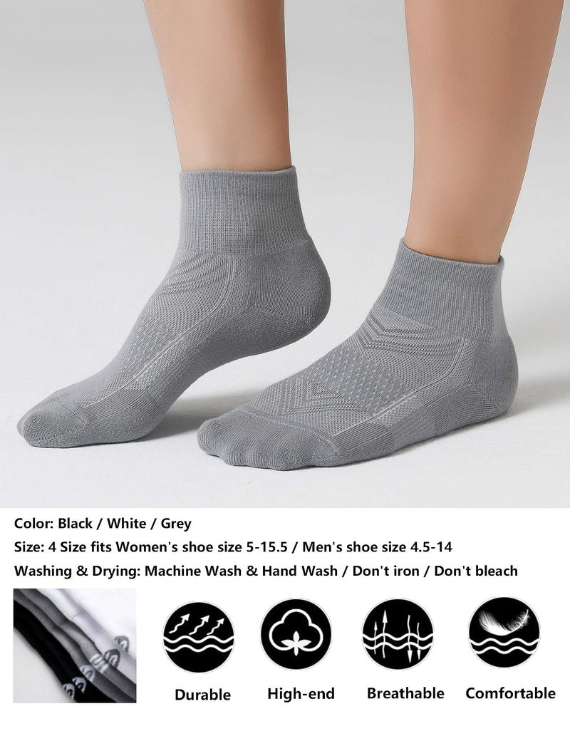 CS CELERSPORT CelerSport 6 Pack Men's Ankle Socks with Cushion, Sport Athletic Running Socks, Gray, Large - Image 3