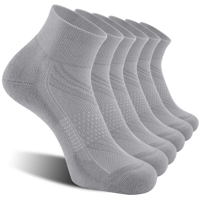 CS CELERSPORT CelerSport 6 Pack Men's Ankle Socks with Cushion, Sport Athletic Running Socks, Gray, Large - Image 1