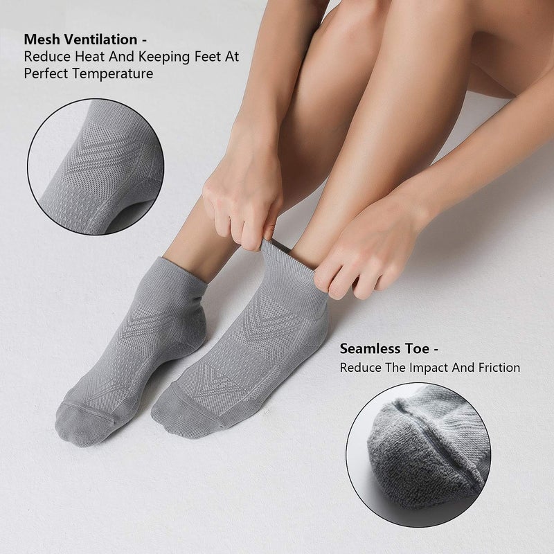 CS CELERSPORT CelerSport 6 Pack Men's Ankle Socks with Cushion, Sport Athletic Running Socks, Gray, Large - Image 4