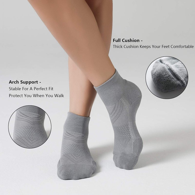 CS CELERSPORT CelerSport 6 Pack Men's Ankle Socks with Cushion, Sport Athletic Running Socks, Gray, Large - Image 5