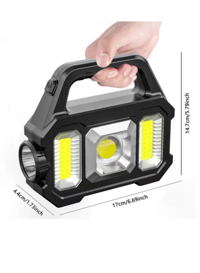 مصباح تخييم COB يعمل بالطاقة الشمسية فائق السطوع مقاوم للماء 6 تروس COB / LED USB مصباح كشاف قابل لإعادة الشحن 800LM - Image 1