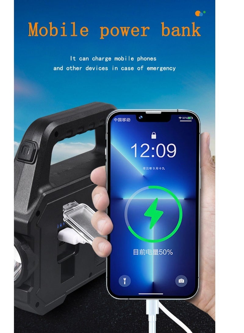 مصباح تخييم COB يعمل بالطاقة الشمسية فائق السطوع مقاوم للماء 6 تروس COB / LED USB مصباح كشاف قابل لإعادة الشحن 800LM - Image 2