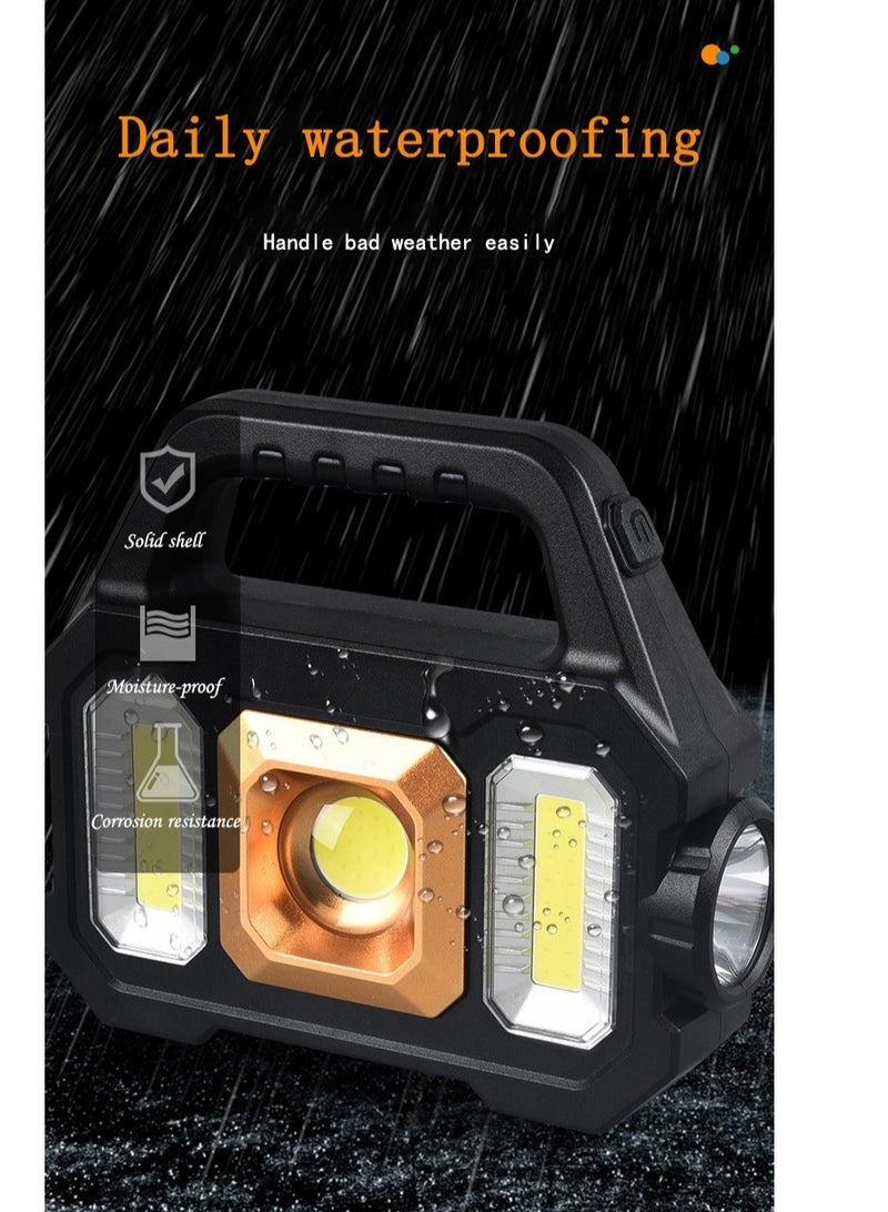 مصباح تخييم COB يعمل بالطاقة الشمسية فائق السطوع مقاوم للماء 6 تروس COB / LED USB مصباح كشاف قابل لإعادة الشحن 800LM - Image 4