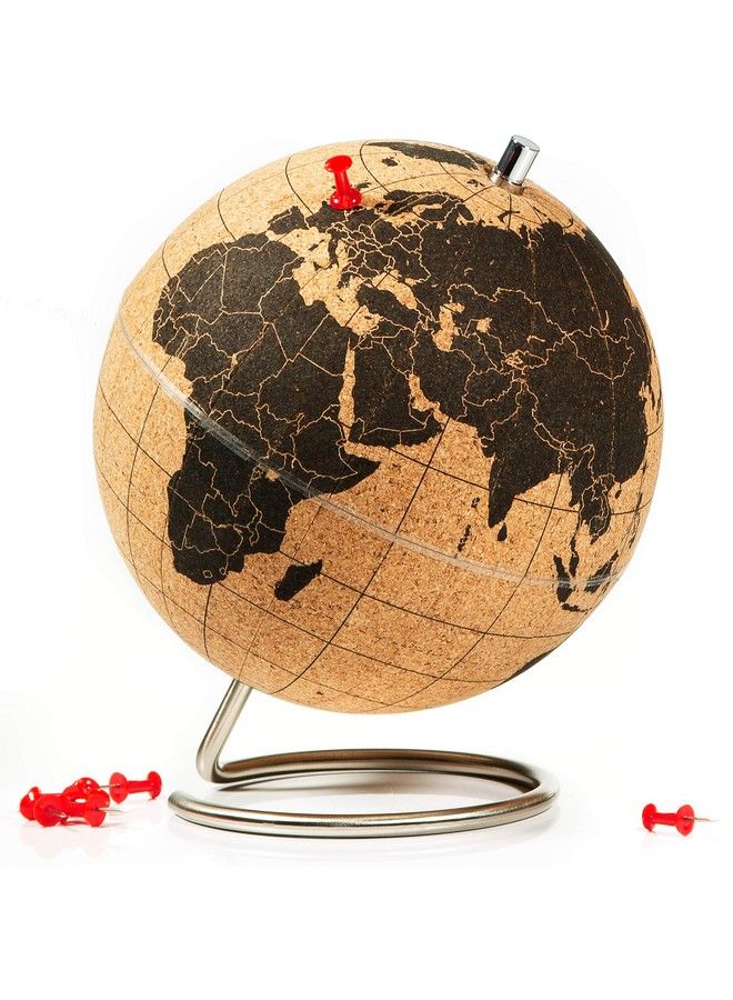 Suck UK ; كرة أرضية من الفلين ; لوحة دبابيس خريطة العالم ; ديكور كرة أرضية من الفلين ; خريطة سفر مع دبابيس ; كرات أرضية للعالم مع حامل ; ديكور سفر وديكور مكتب ; هدايا سفر ; ميني أسود - Image 2