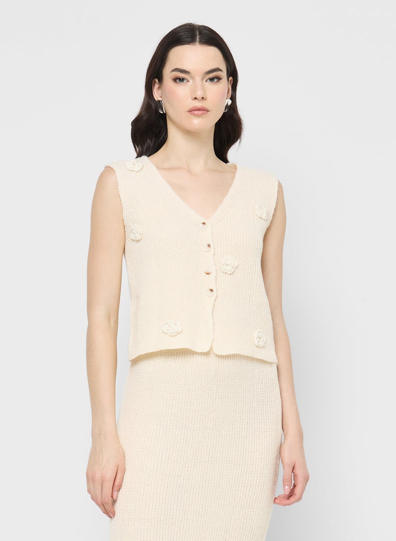 Ginger Knitted Button Down Vest & Skirt Set - Image 3