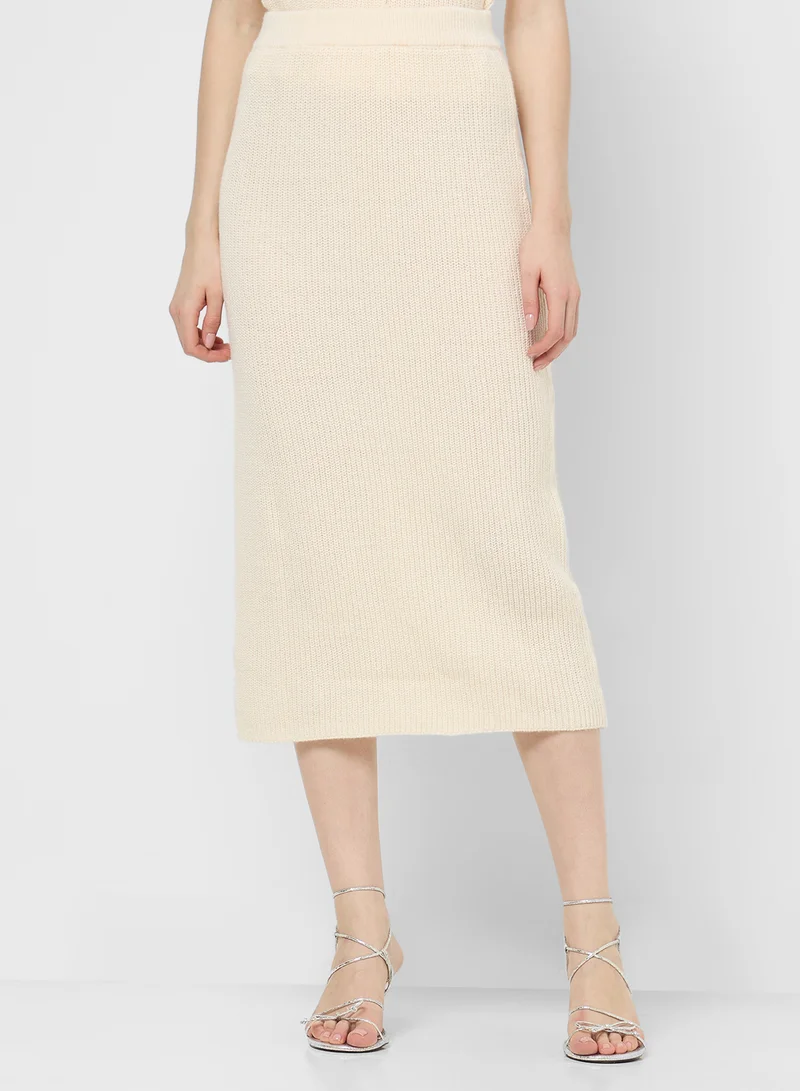 Ginger Knitted Button Down Vest & Skirt Set
