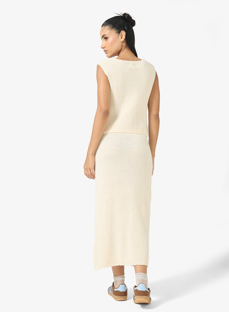 Ginger Knitted Button Down Vest & Skirt Set - Image 2