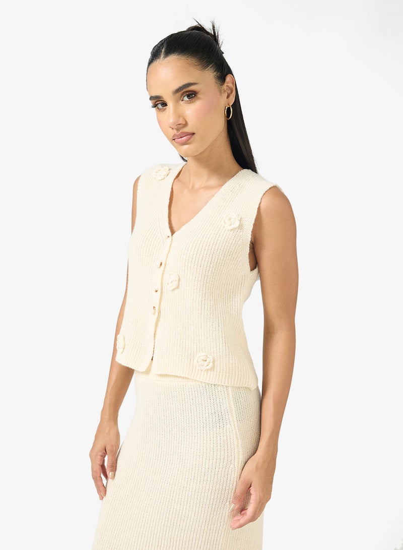 Ginger Knitted Button Down Vest & Skirt Set - Image 3