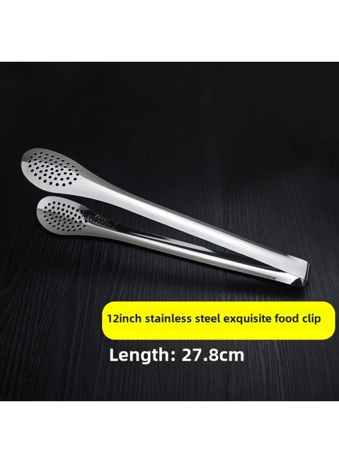 304 Stainless Steel Food Clip Kitchen Clip Special Barbecue Fried Steak Grilled Meat Hand Scratches Malatang Anti-scalding-Color:( 12inch ) Exquisite Food Clip - Image 1