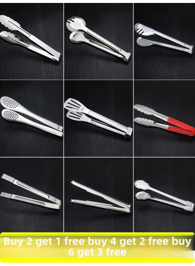 304 Stainless Steel Food Clip Kitchen Clip Special Barbecue Fried Steak Grilled Meat Hand Scratches Malatang Anti-scalding-Color:( 12inch ) Exquisite Food Clip - Image 2
