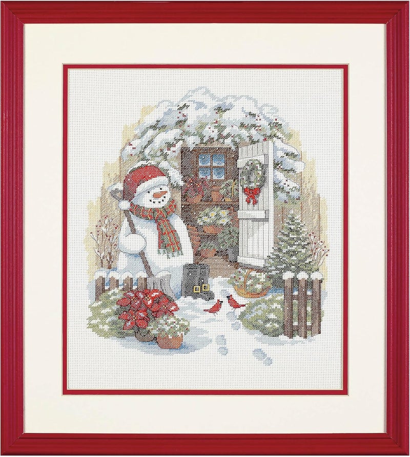 Dimensions Counted Cross Stitch Kit 'Garden Shed Snowman' 14 Count White Aida, 12'' x 14'' - Image 5