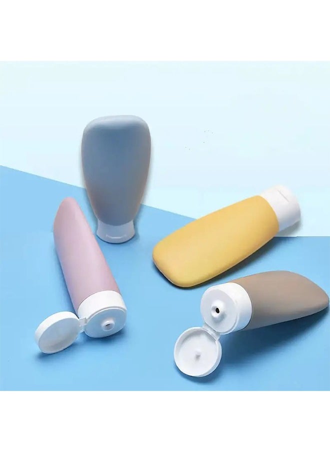 Generic - 4Pcs Travel Bottles Kit 60ml, Soft Silicone Lotion Container Squeeze Tube Empty Bottle, Portable Travel Shampoo Bottle with Label - Image 1