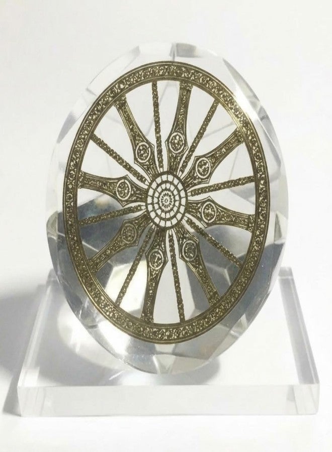 shree kreations Gold Plated Konark Sun Temple Wheel Handricrafted in Crystal Base Tabletop Showpiece Figurine - Image 1