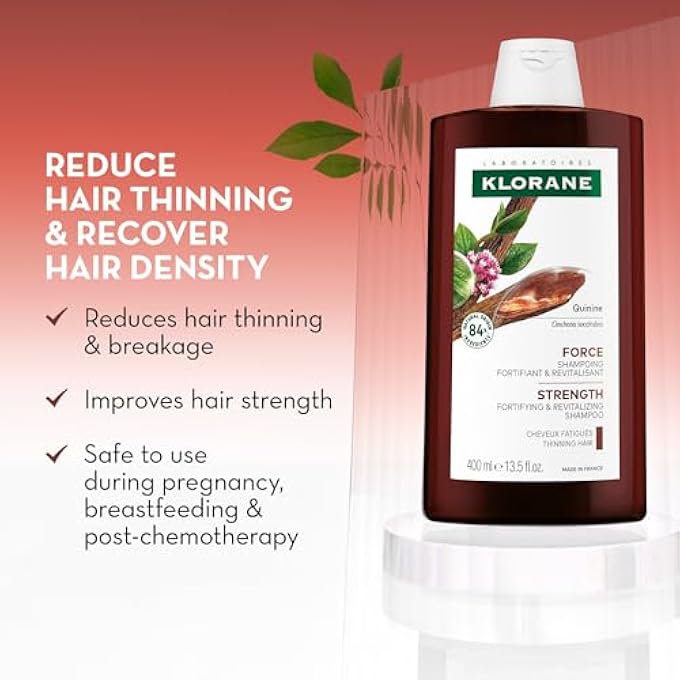 Klorane STRENGTHENING QUININE AND ORGANIC EDELWEISS SHAMPOO  TIRED HAIR, HAIR LOSS  SULPHATE-FREE, VEGAN* FORMULA  1X 400ML BOTTLE - Image 3