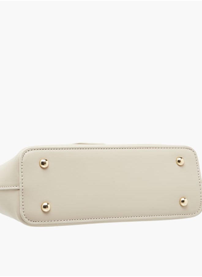 Women's Textured Shoulder Bag with Detachable Strap and Zip Closure