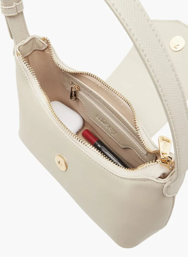 MISSY Women's Textured Shoulder Bag with Detachable Strap and Zip Closure
