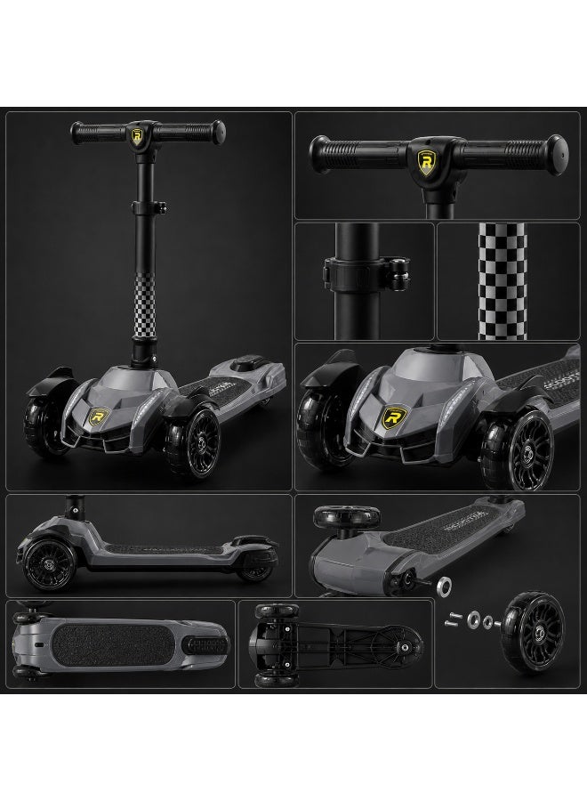 3-wheel scooter with a modern design and high stability – adjustable handle and LED wheels for a more enjoyable ride - Image 3