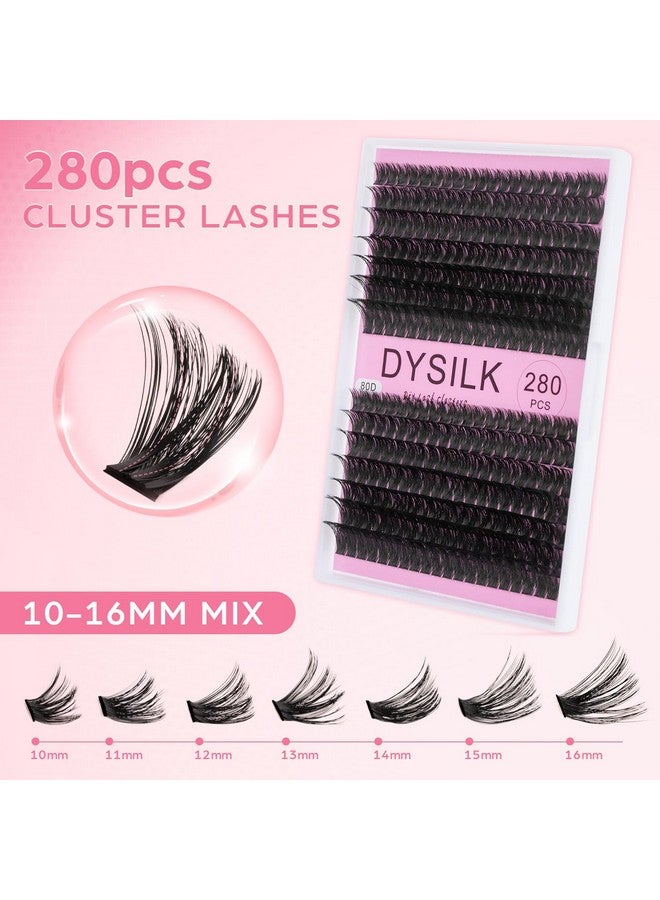 DYSILK Lash Clusters, 280 Pcs Fluffy Cluster Lashes Diy Cluster Eyelash Extensions Volume Reusable Individual Lashes Cluster Wispy Look Super Thin Band & Soft(Fluffy, D-10-16Mix) - Image 2