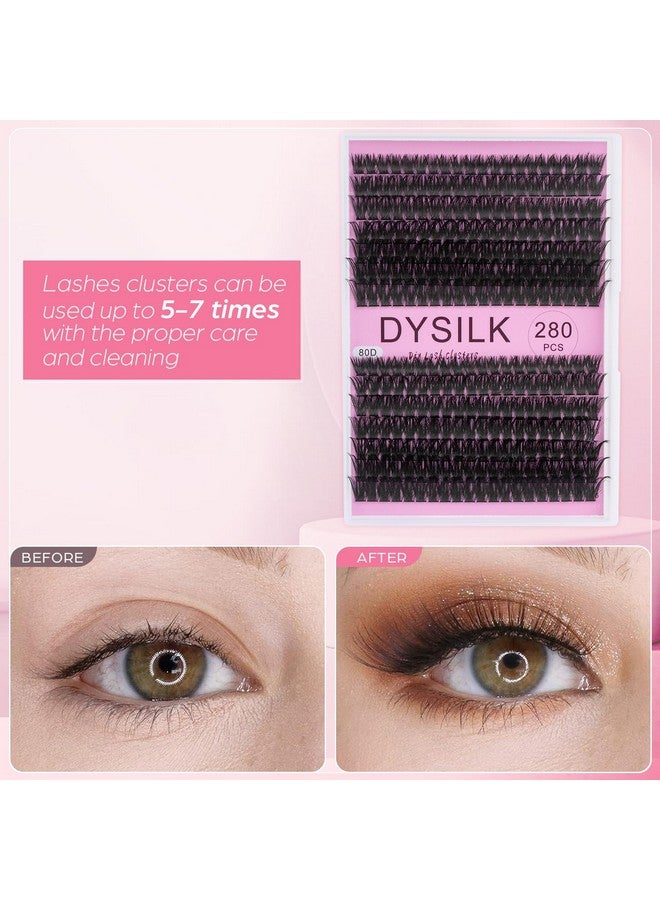 DYSILK Lash Clusters, 280 Pcs Fluffy Cluster Lashes Diy Cluster Eyelash Extensions Volume Reusable Individual Lashes Cluster Wispy Look Super Thin Band & Soft(Fluffy, D-10-16Mix) - Image 4