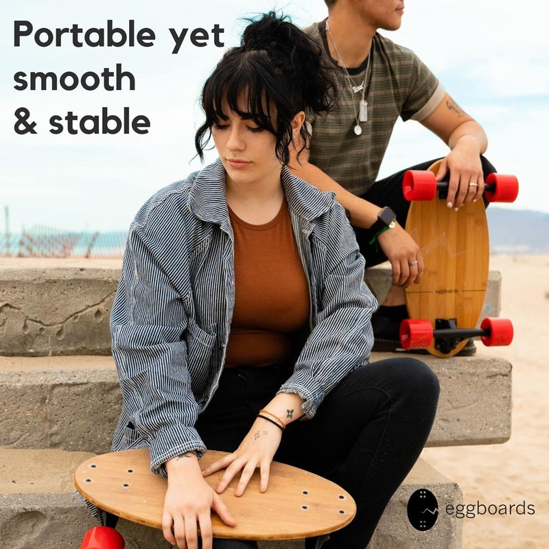 eggboards Mini Longboard The Original. Portable Bamboo Cruiser Skateboards for Adults. Easy to Carry, Smooth to Ride. for Beginner & Experienced Riders. Long Board Complete Egg Skateboard - Image 4