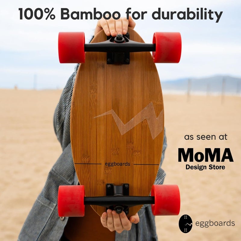 eggboards Mini Longboard The Original. Portable Bamboo Cruiser Skateboards for Adults. Easy to Carry, Smooth to Ride. for Beginner & Experienced Riders. Long Board Complete Egg Skateboard - Image 5