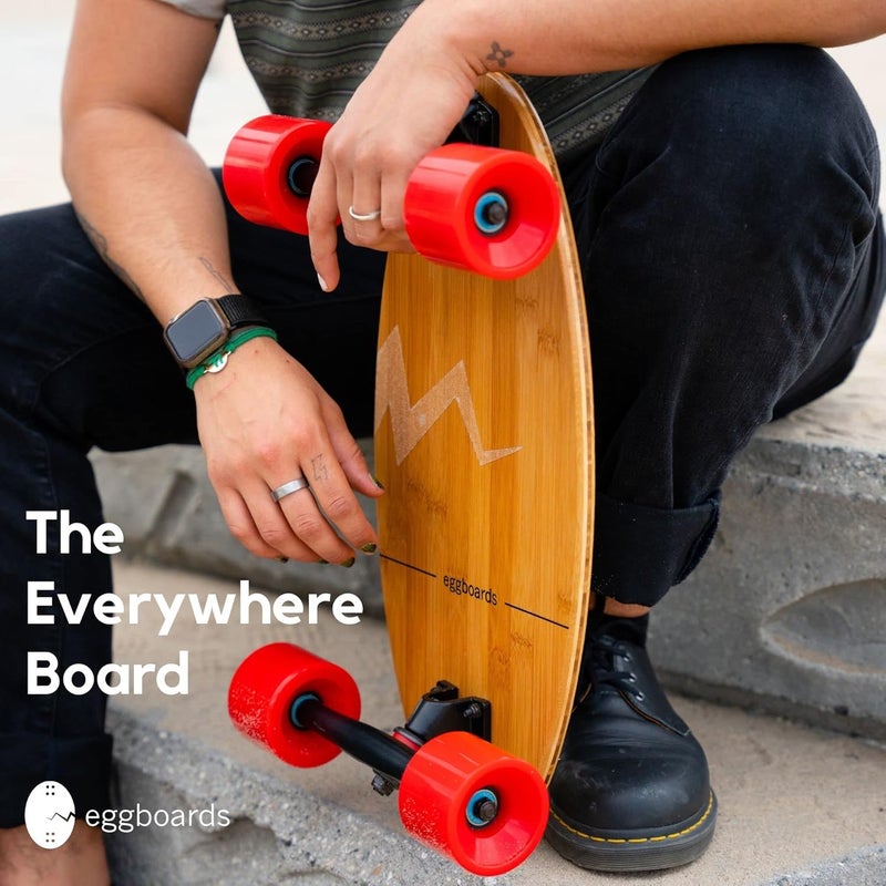 eggboards Mini Longboard The Original. Portable Bamboo Cruiser Skateboards for Adults. Easy to Carry, Smooth to Ride. for Beginner & Experienced Riders. Long Board Complete Egg Skateboard - Image 2