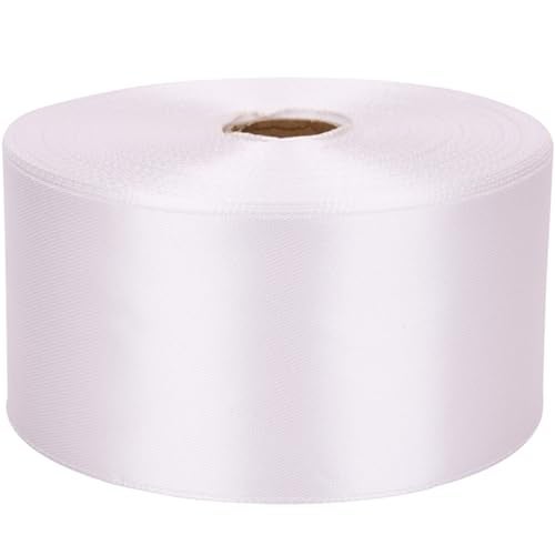 Nsilu 2 inch White Satin Ribbon 50 Yards Solid Fabric Ribbons Roll for Gift Wrapping, Satin Weddings,Flower Bouquet, Invitations,Sewing,Party Decorations, Holiday Decorating and More - Image 1