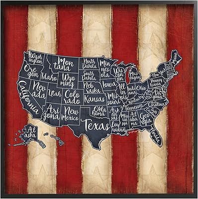 Stupell Industries Stupell Industries United States Map Red White Blue Framed Giclee Texturized Art, Proudly Made in USA  - Image 1