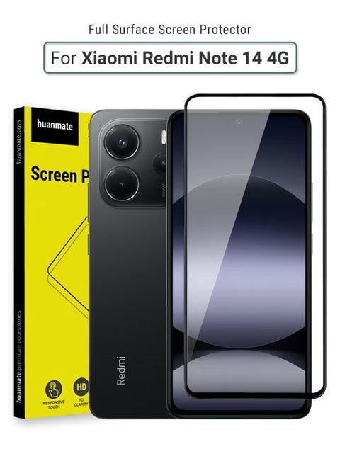 Xiaomi Redmi Note 14 4G Screen Protector – Premium Edge to Edge Tempered Glass, High Transparency, Delicate Touch, Anti-Explosion, Smooth Arc Edges, Easy Installation
