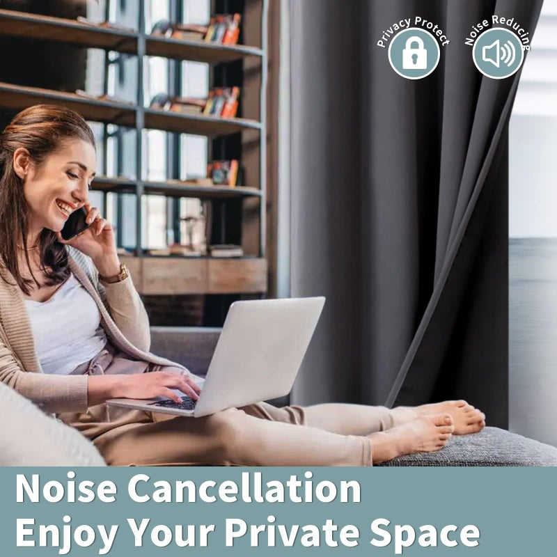 BGment بئسة قصيرة 100 ٪ الستائر اللعضات لغرفة النوم الحرارية المعزولة كفاءة الطاقة الضوضاء تقليل الستائر الحميقة 54 بوصة مع بطانة لنافذة صغيرة 2 لوحات كل 52 بوصة رمادية داكنة - Image 5