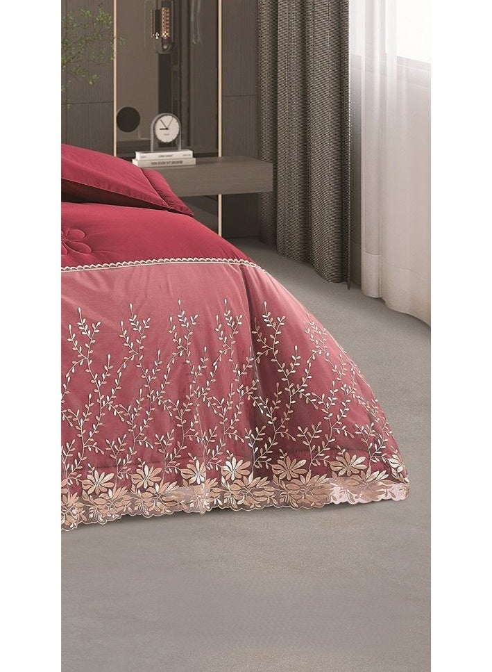 مارك مفرش نفرين فخم ملكي عرائسي نفرين بتصميم الدانتيل من خامه الميكروفايبر مقاس 240*260 سم - Image 3