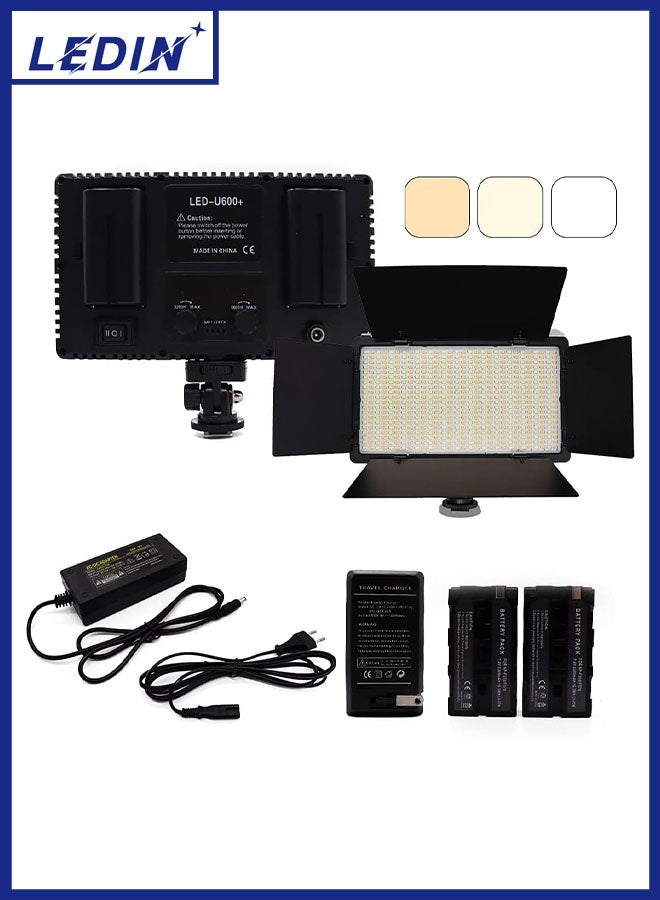 LEDIN 600 LED Light Kit, Rechargeable and Plug-Powered Camera Light, 3200K-5600K, Video Conference Live Light - Image 1