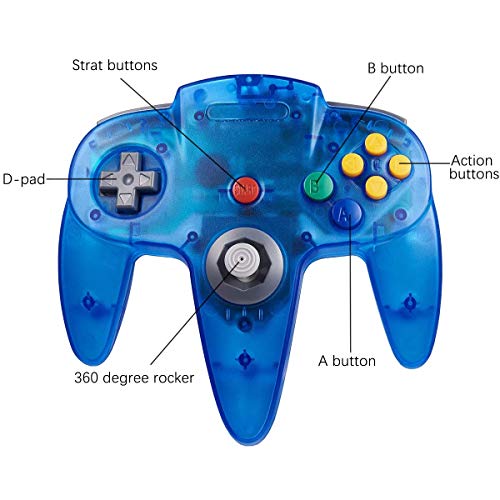 ZeroStory Classic N64 Controller, Wired N64 Controller Upgraded Joystick for N64 Video Game Console (Transparent Red and Transparent Blue) - Image 2
