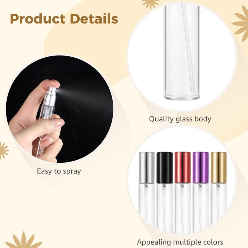 25-Piece Refillable Glass Perfume Atomizers, 15 Ml Travel Spray Bottles, 5 Vibrant Colors, Leak-Proof Design - Image 2