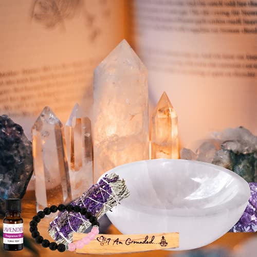 Worldly Finds Selenite Crystal Smudge Bowl 4 Inch, 6 Sizes, Hand-Carved, Moroccan Crystal Holder to Charge, Cleanse Crystals, Charging, Smudging Bowl, Spiritual Gifts, Wicca Supplies (4" Large) - Image 3