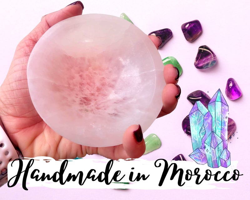 Worldly Finds Selenite Crystal Smudge Bowl 4 Inch, 6 Sizes, Hand-Carved, Moroccan Crystal Holder to Charge, Cleanse Crystals, Charging, Smudging Bowl, Spiritual Gifts, Wicca Supplies (4" Large) - Image 4
