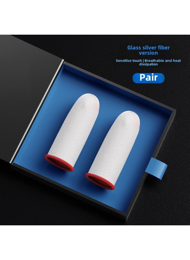 Silver Fiber Ultra-thin Chicken Finger Sleeve Game Finger Sleeve Walking Artifact Breathable Hand Swimming Finger Sleeve Anti-sweat Professional-Product Color:Glass Silver Fiber White Red Edge  - Image 1