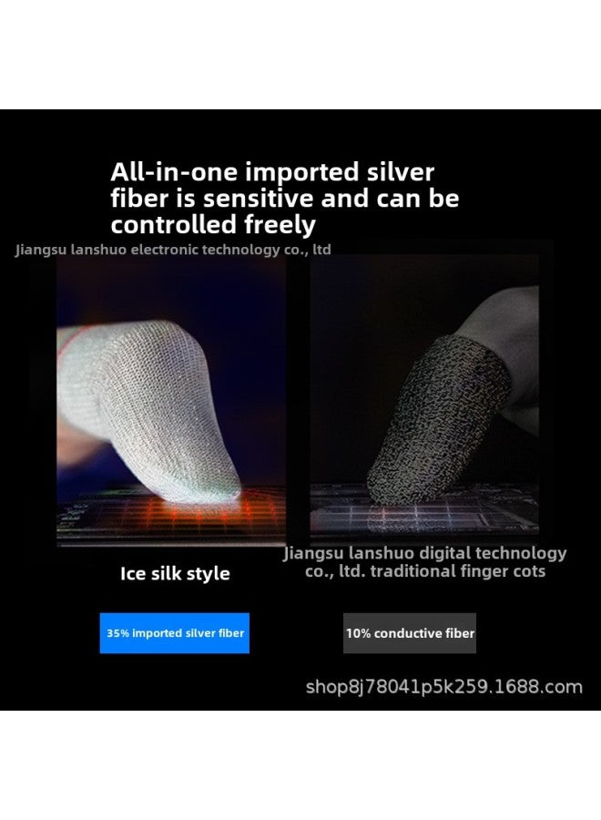 Silver Fiber Ultra-thin Chicken Finger Sleeve Game Finger Sleeve Walking Artifact Breathable Hand Swimming Finger Sleeve Anti-sweat Professional-Product Color:Glass Silver Fiber White Red Edge  - Image 5